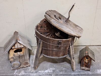 Antique 1800's Laundry Washer, Vintage Custom Birdhouses