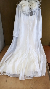 Wedding Dress w/Feather Boa Sheer Robe