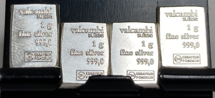 (4) One Gram .999 Fine Silver Bars