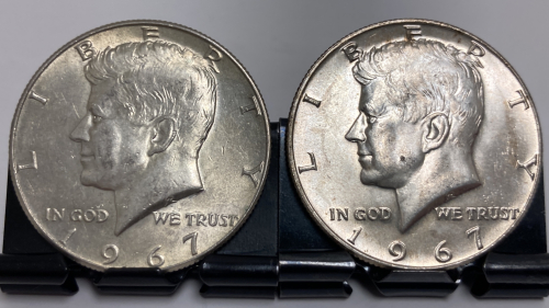 (2) 1967 40% Silver Kennedy Half Dollars— Verified Authentic