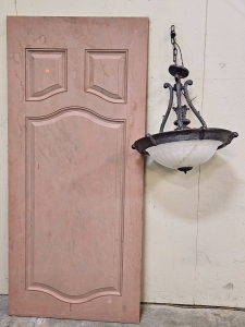 Antique 25" Chandelier, 36x80 Wood Door