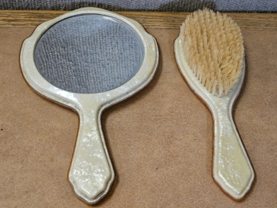 Antique Hand Mirror & Brush Set