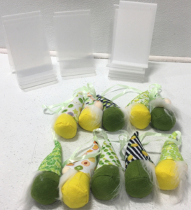 (10) Decorative Gnomes, (10) Plastic Stands