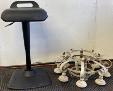 (1) Vari Black Active Seat Standing Desk Seat, (1) White Chandelier 8 Lights