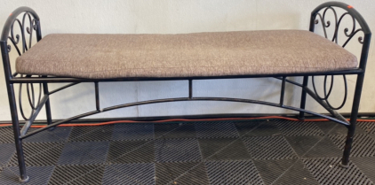 Black Metal Frame Cushioned Bench