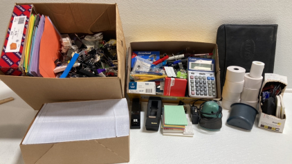 Assorted Office Supplies: Envelopes, Binder Clips, File Folders, Pens and Pencils, Notepads and more