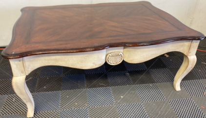 Dark Brown and White Wooden Coffee Table