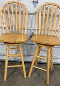 (2) Wood Swivel Bar Chairs