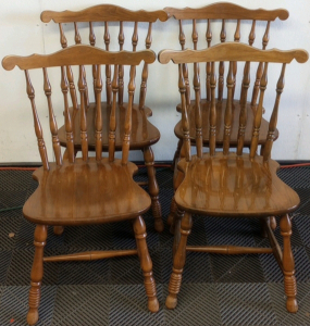 (4) Flint Ridge Fine Furniture Matching Solid Maple Dining Room Chairs