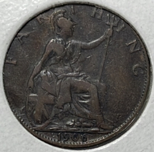 (1) 1906 One Penny Great Britain Edward VII Coin Carded