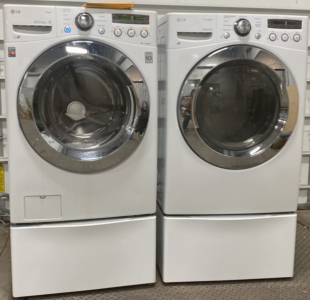 (1) LG Steam Inverter Direct Drive Pedastal Washer (1) LG True Steam Sensor Dry Pedastal Dryer