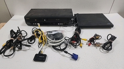 DVD/VHS Combo Player, IBM ThinkPad, Assortment of Cords