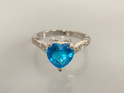 Rainbow Topaz Heart Ring Size 5.5