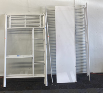 White Loft Style Bunk Bed With Built In Desk
