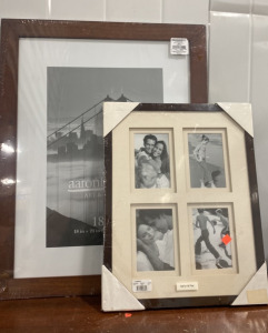 (1) Aaron Brothers Art And Framing 18x24&rdquo; Brown Wooden Frame, (1) Lawrence 14&rdquo;x18&rdquo; Brown Wooden Frame Holds Four 4&rdquo;x6&rdquo; Photos