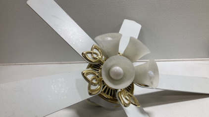 Gold Tone Base and White Ceiling Fan