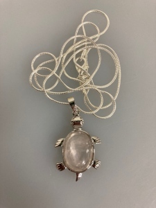 White Crystal Turtle Necklace