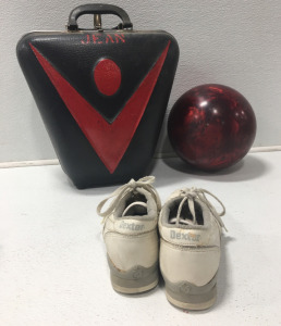 Red Bowling Ball, Dexter Bowling Shoes, Bowling Ball/Shoe Case