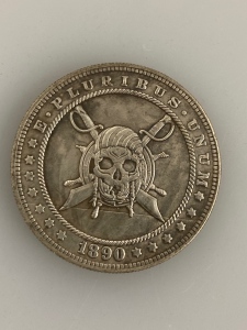 1890 Skull And Sword Hobo Morgan Coin