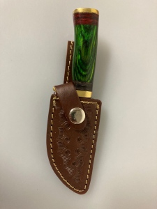 Green Handled Demascus Hunting Knife