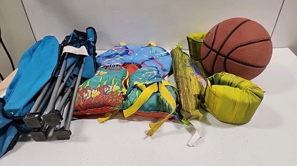 Child's Camping Chair, (2) Floaters for Kids, Basketball