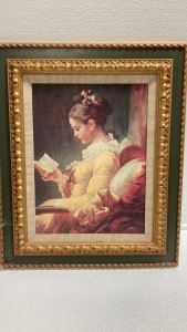 Framed Woman Reading Textured Print