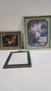 (2) Painting Prints + Frames, (1) Frame
