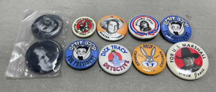 (11) Vintage Pins&hellip; The Three Stooges, Betty Boop, Dick Tracy, Lone Ranger, Bugs Bunny +