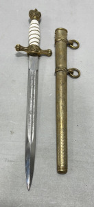 (1) WWII German (Kriegsmarine) Navy Officers Dagger W/ Beautiful Ornate Brass Sheath