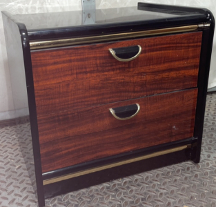 Black Side Table/Nightstand With Wood Grain Drawers