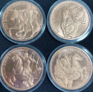 (4) Four Horsemen of the Apocalypse Copper Rounds