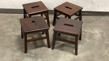 (4) Wooden Stools