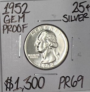 1952 PR69 GEM PROOF SILVER QUARTER