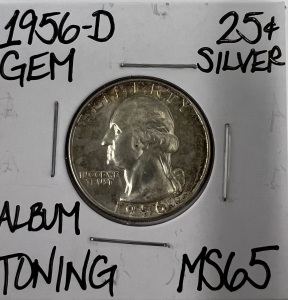 1956-D MS65 GEM SILVER QUARTER w/TONING