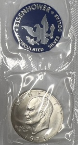 1973-S GEM BU++++ SILVER IKE DOLLAR