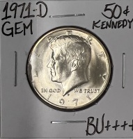 1971-D GEM BU++++ SILVER KENNEDY 1/2 DOLLAR