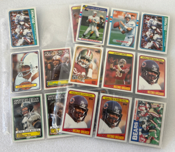 (17) Vintage Collectible Football Cards: Payton, Rice, Marino, Stabler and Others