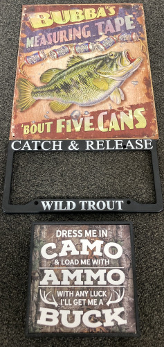 Fishing/Hunting Themed Decor And License Plate Cover