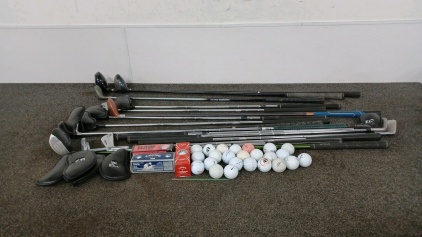 Lot of Golf Clubs and Balls