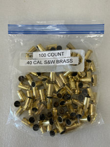 Bag of (100) Count .40 Cal S&W Cleaned Brass Casings