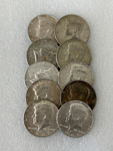 (10) Kennedy Silver Half Dollars