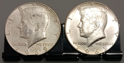 (2) 1969 Kennedy Half Dollars - Verified Authentic