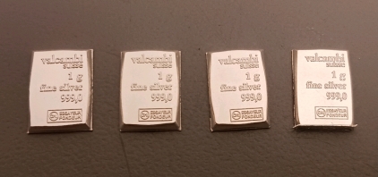 (4) 1 Gram Bars .999 Fine Silver - Verified Authentic