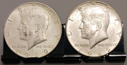 (2) 1969 Kennedy Half Dollars - Verified Authentic