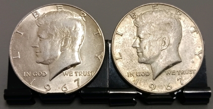 (2) 1967 Kennedy Half Dollars - Verified Authentic