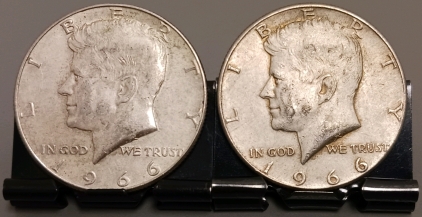 (2) 1966 Kennedy Half Dollars - Verified Authentic