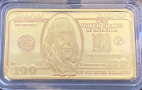 One Ounce Gold Bar $100 Bill Design- Unverified