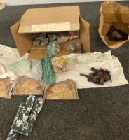 Box of collectible rocks and minerals