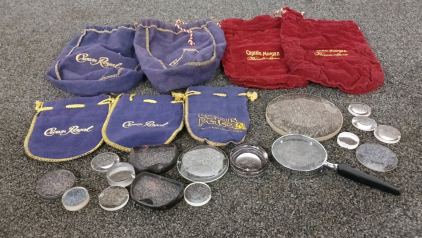 Crown Royal and Captain Morgan Bags and Magnifying Glass Lenses