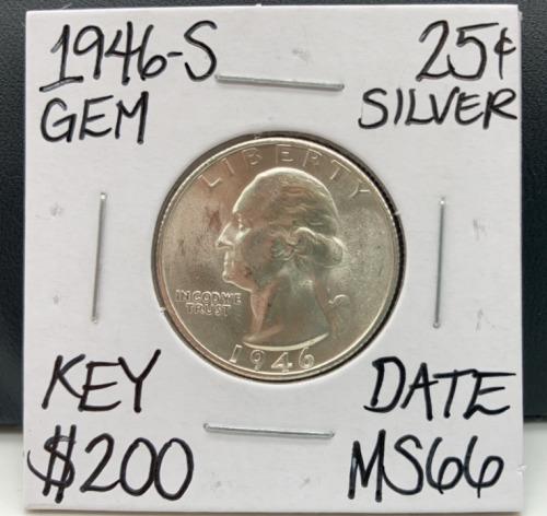 1946-S MS66 Key Date Gem Silver Quarter